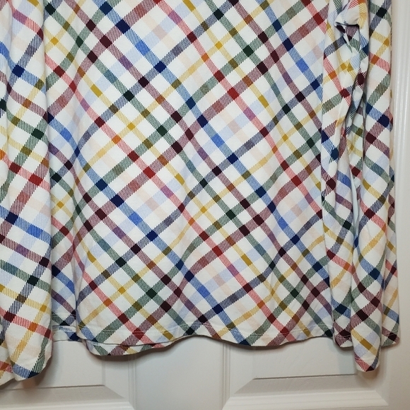 Talbots Woman Cream Multicolor Plaid Turtle Neck Top Blouse Sz XL - Picture 7 of 10